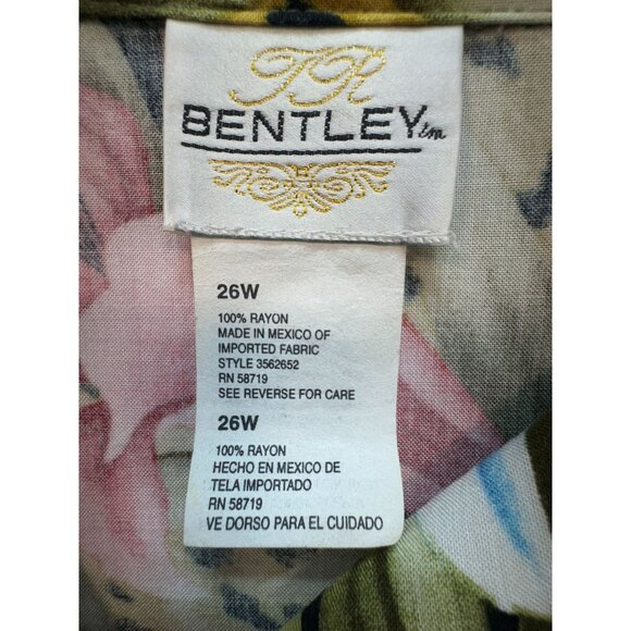 Bentley Womens Hawaiian Button Up Shirt Size 26W Tropical Floral Collared Summer - Picture 2 of 11